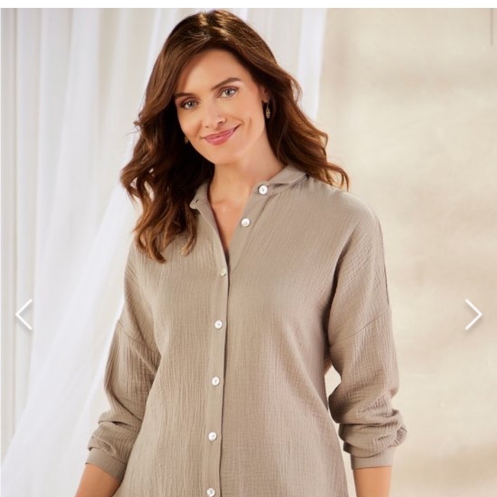 Soft Surroundings Gauzy Cotton Button Down Shirt